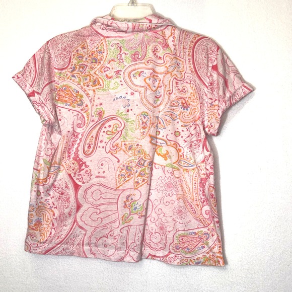 Lauren‎ Ralph Lauren Monogram Button Up Paisley Sleep Top Pink women's Medium - Picture 3 of 4
